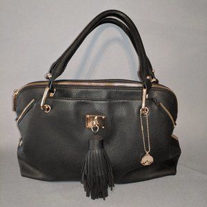 Big Buddha black satchel handbag with tassel